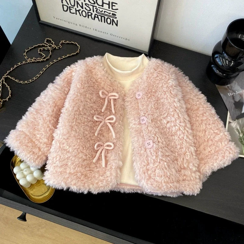 Casaco Infantil Feminino Pelinhos Lacinhos