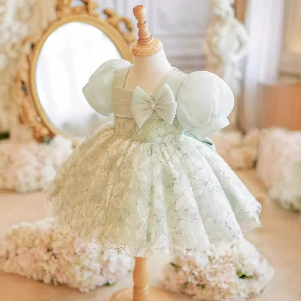 Vestido Infantil de Festa Flores Lacinho