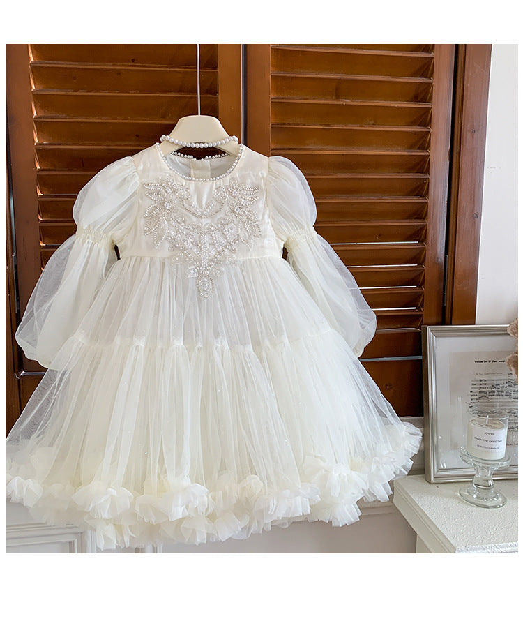 Vestido Infantil de Tule Pérolas