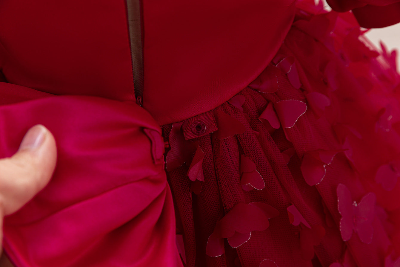 Vestido de Festa Infantil Borboletas e Laço