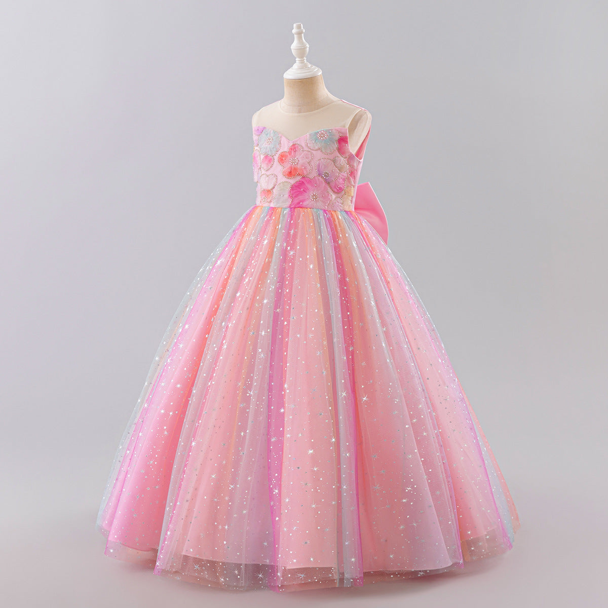 Vestido Infantil de Festa Longo Flores