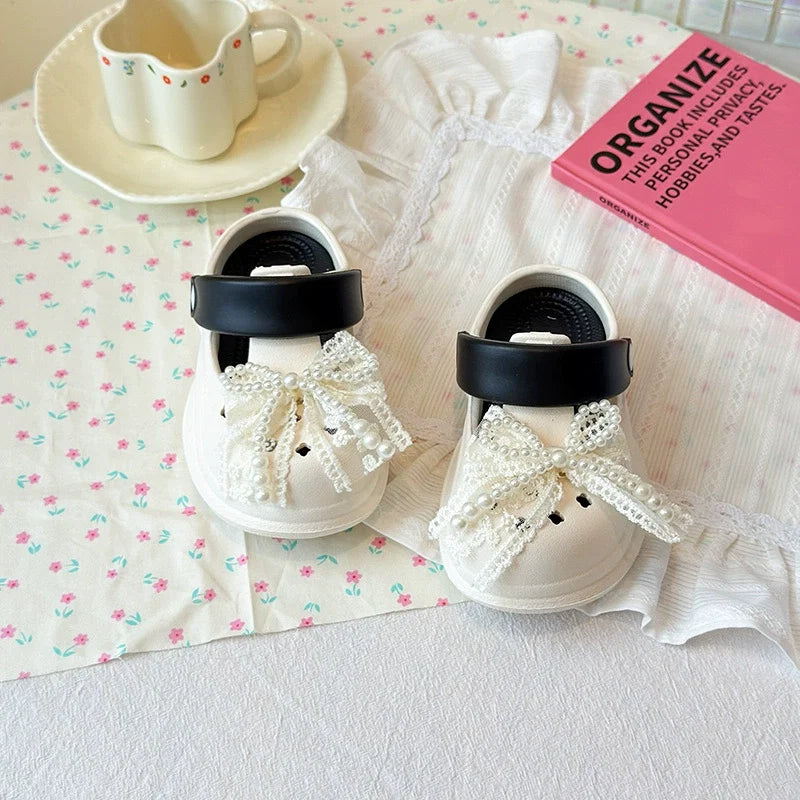 Crocks Infantil Feminino Lacinho com Pérolas