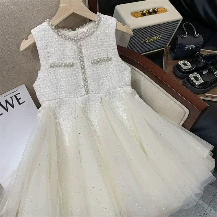 Conjunto Infantil Feminino Pérolas e Tule