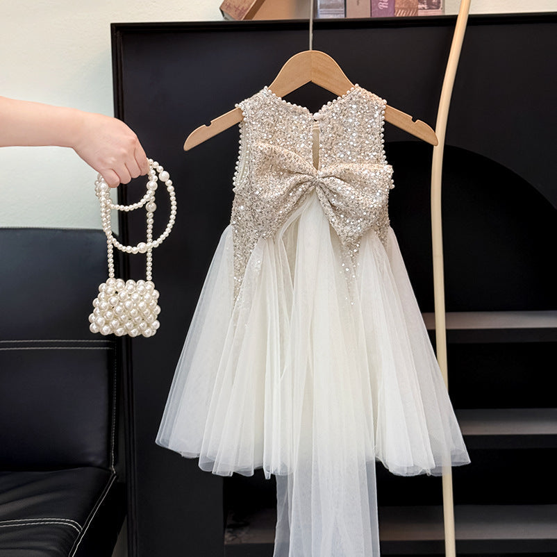 Vestido Infantil Brilhante Lacinho