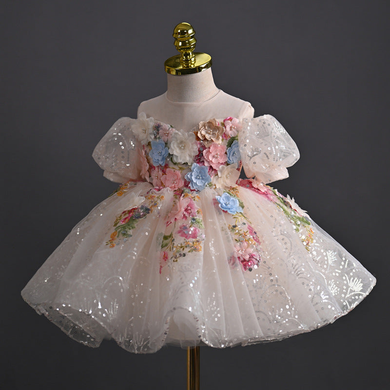 Vestido Infantil Brilhante Flores