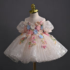 Vestido Infantil Brilhante Flores