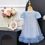 Vestido Infantil Azul Brilhantes