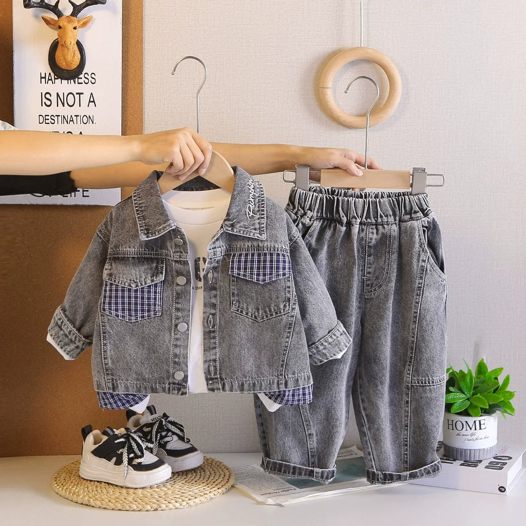 Conjunto Infantil Masculino Jeans 3 Peças