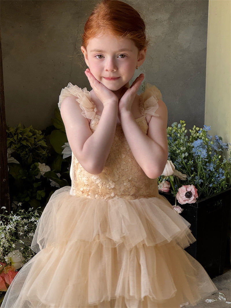 Vestido Infantil De Tule Lantejoulas