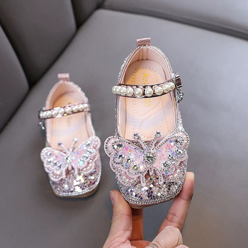 Sapato Infantil Feminino Strass Borboleta