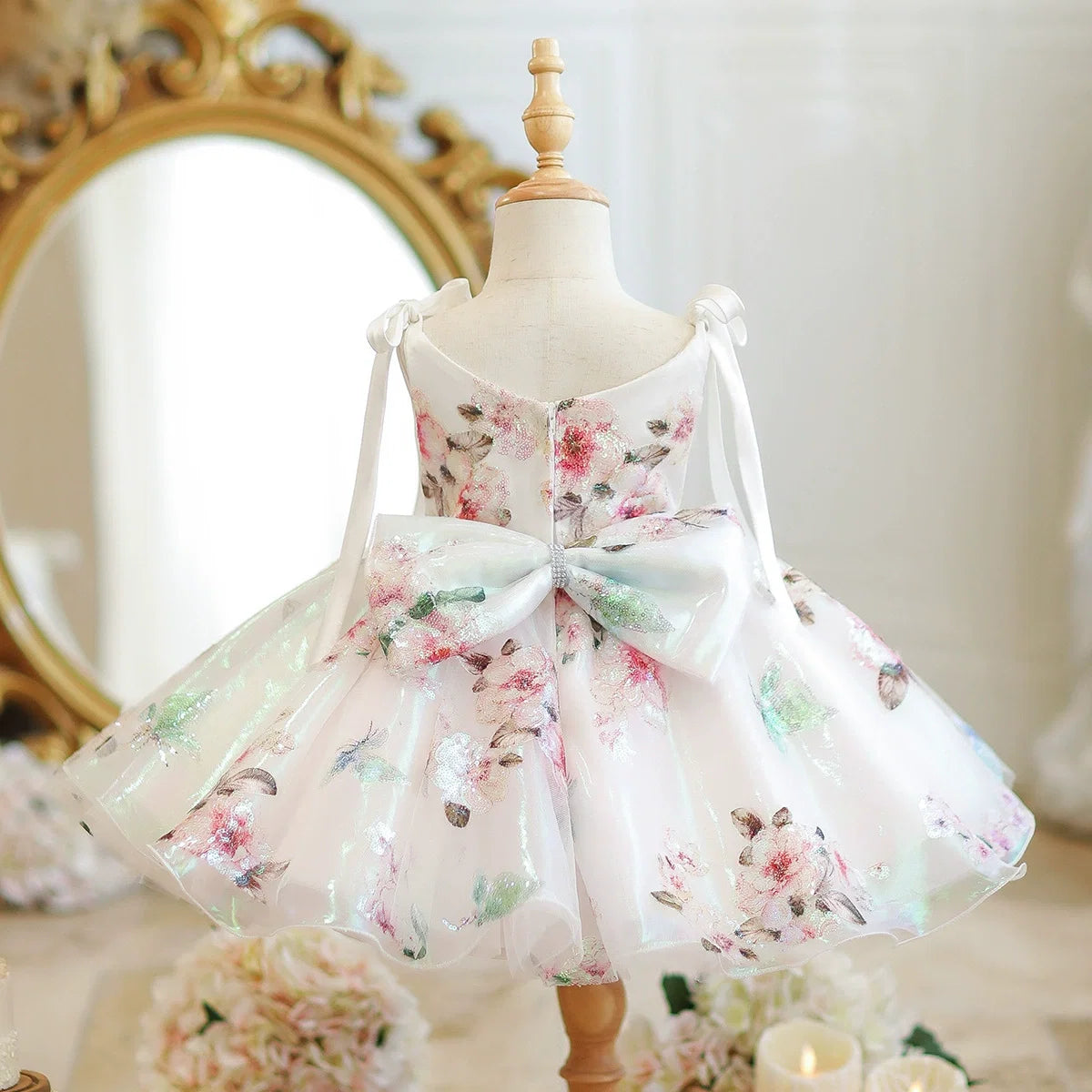 Vestido de Festa Flores Alça Lacinho