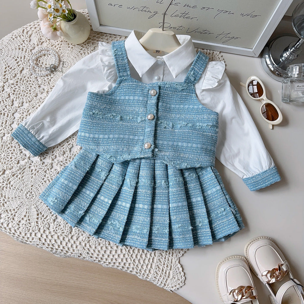 Conjunto Infantil 3 Peças Camisa e Tweed