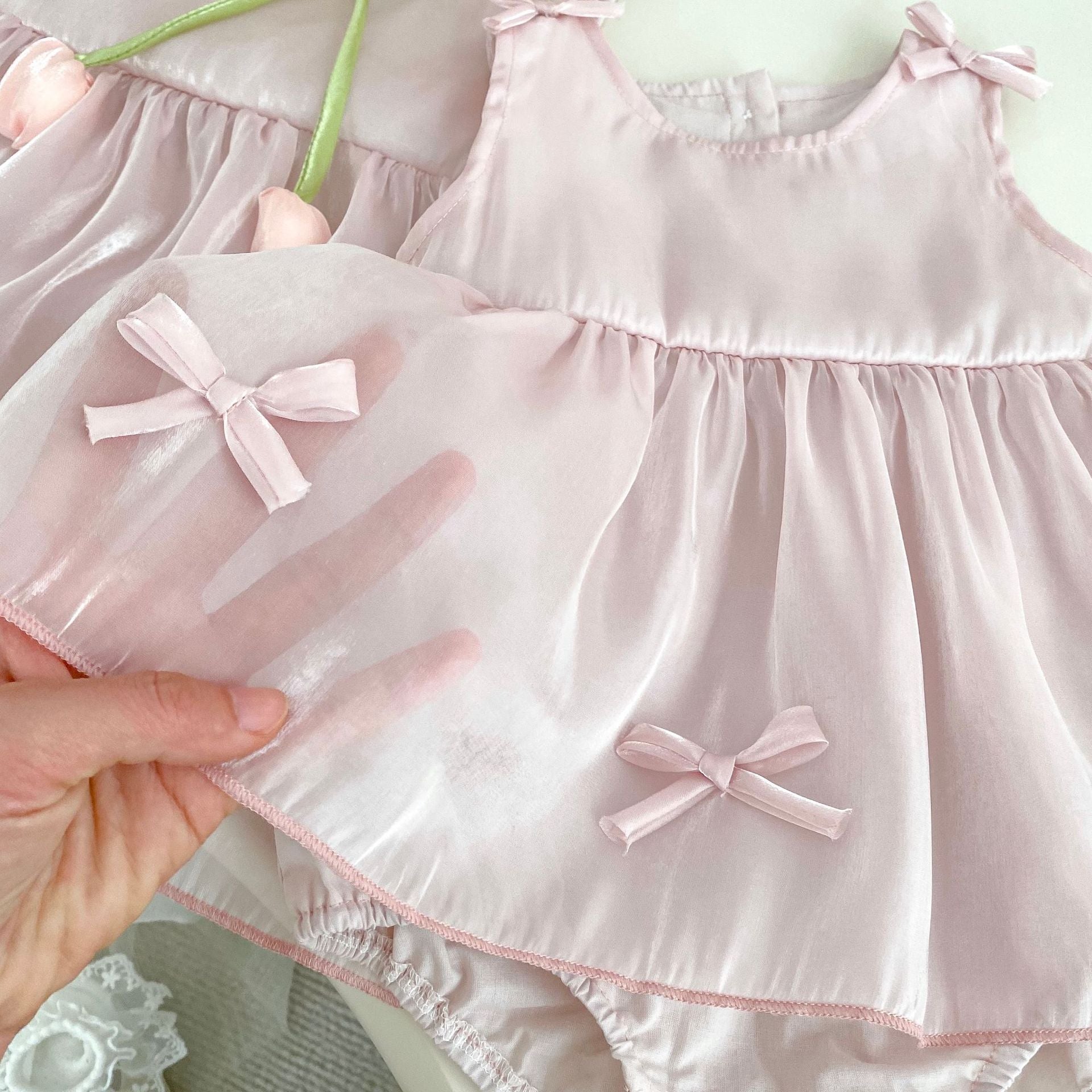 Body/ Vestido Infantil Rosa Tulipas