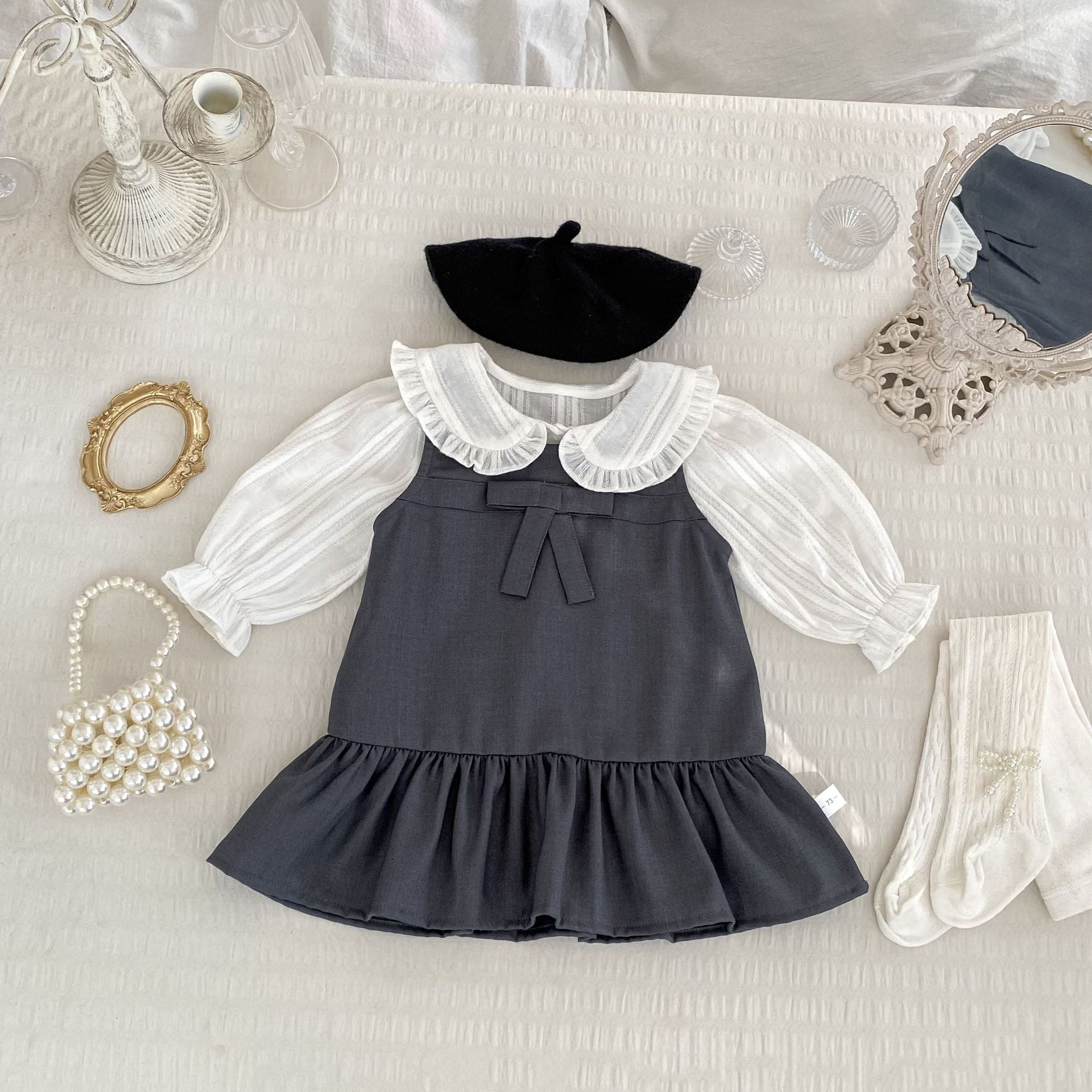 Vestido Infantil + Blusa Branca Golinha