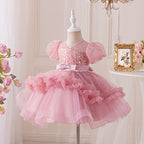 Vestido Infantil Tule Paetês