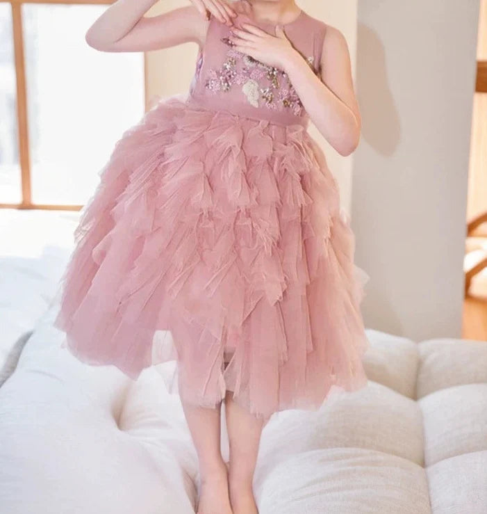 Vestido Infantil Florers Brilhante e Tule
