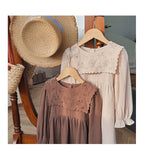 Vestido Infantil Com Gola Flores