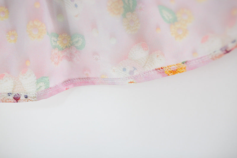 Vestido infantil Floral Lacinhos + Chapéu