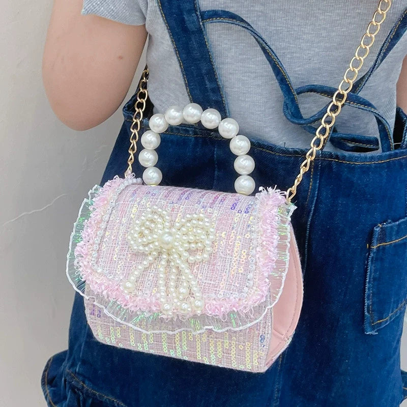Bolsa Infantil Feminina Alcinha de Pérolas