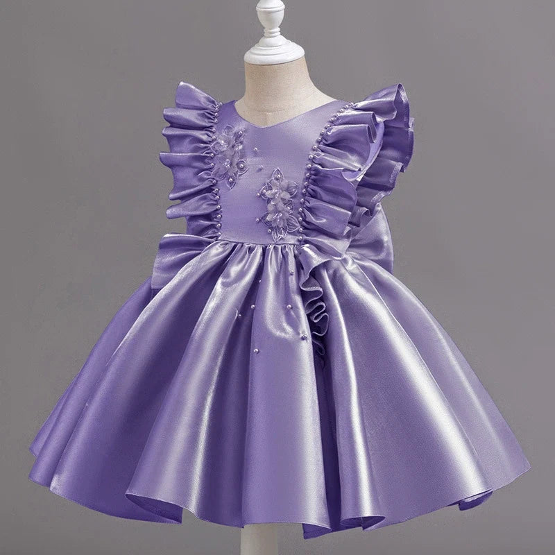 Vestido De Festa Luxo Florzinhas com Pérolas