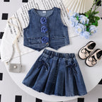 Conjunto Infantil Jeans Florzinha Lacinhos