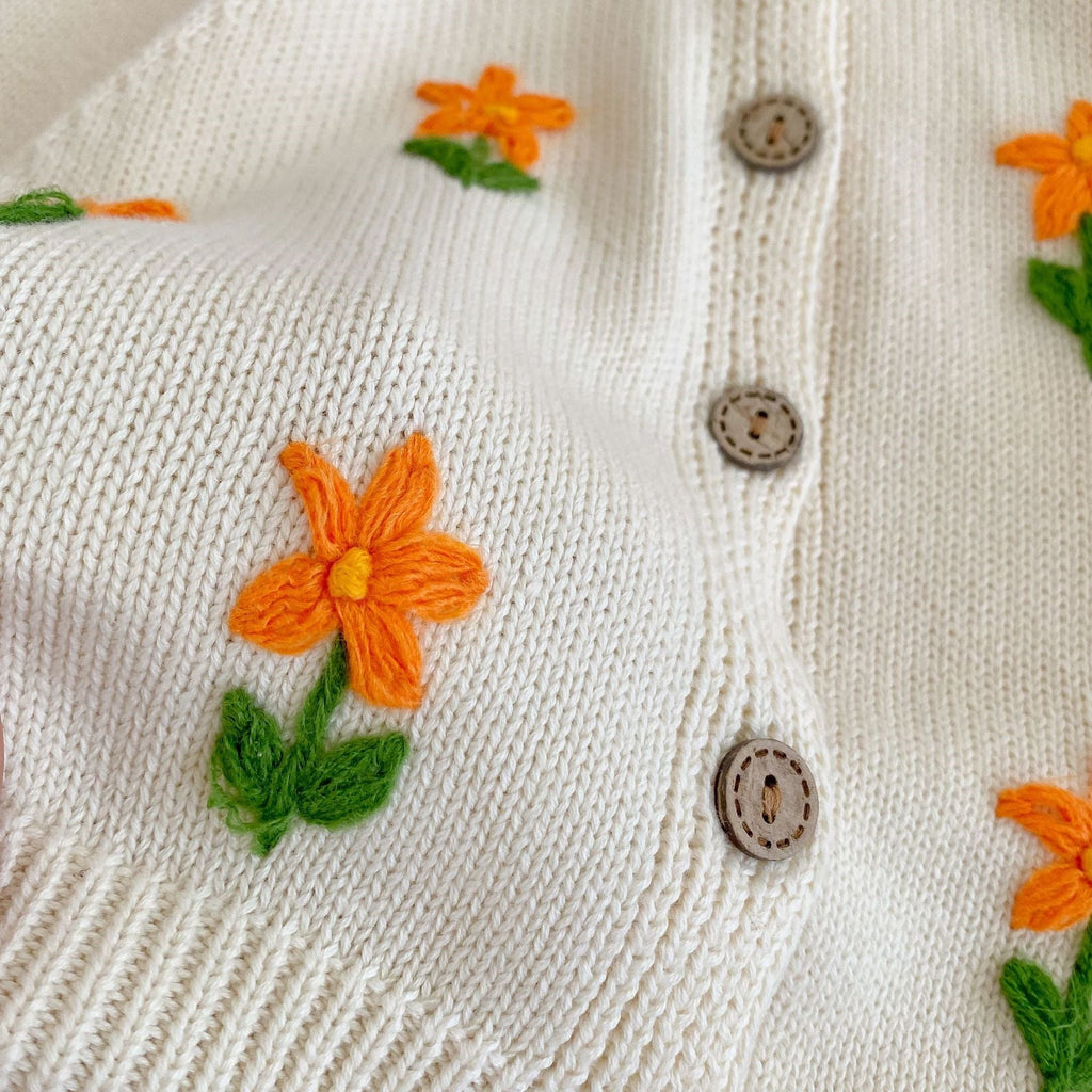 Casaco Infantil Tricô Florzinhas
