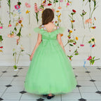 Vestido Infantil Verde Florzinhas e Lacinho