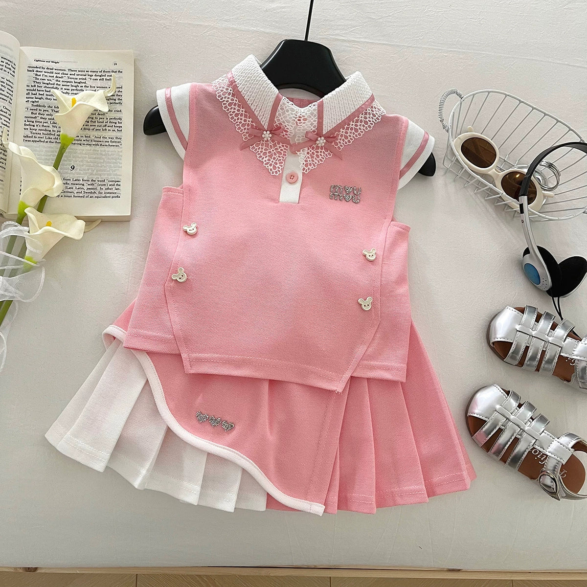 Conjunto Infantil Feminino Gola Lacinho