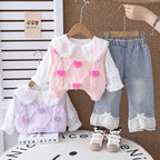Conjunto Infantil Feminino 3 Peças Corações
