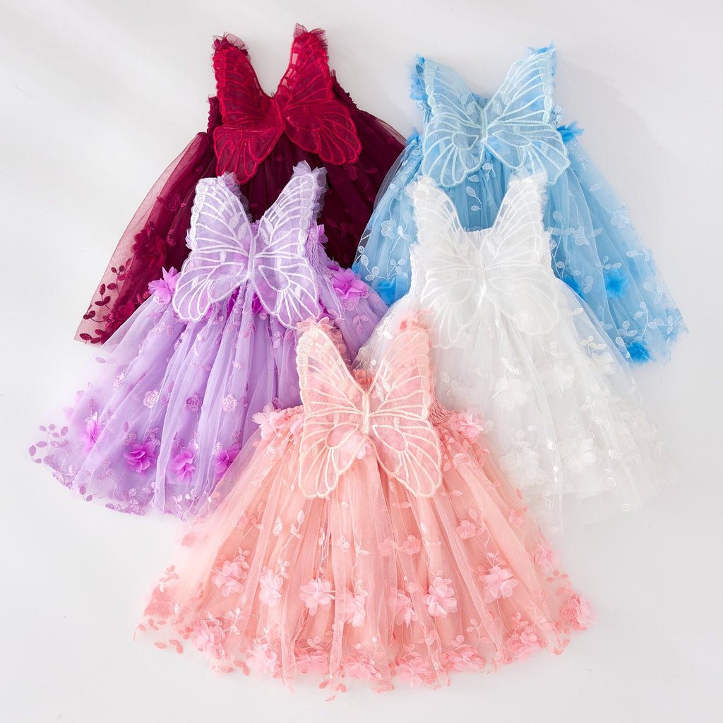 Vestido de Tule Com Flores e Asinha