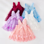 Vestido de Tule Com Flores e Asinha