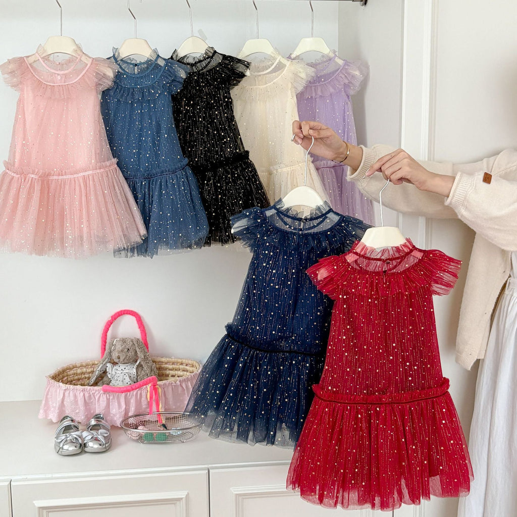 Vestido Infantil Tule com Estrelinhas