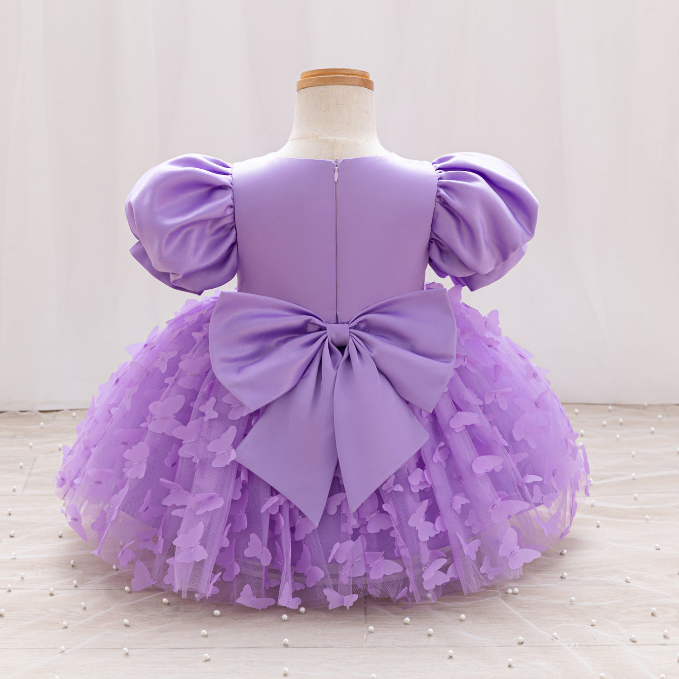 Vestido de Festa Infantil Borboletas e Laço