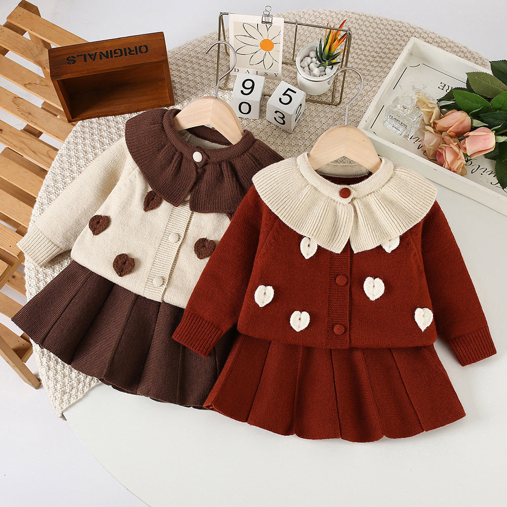 Conjunto de Tricô Feminino Corações Golinha
