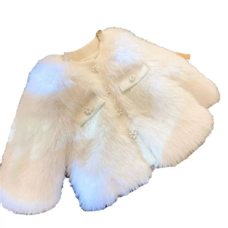 Casaco Infantil de Plush Pérolas