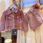 Conjunto Infantil Feminino Jeans Botões