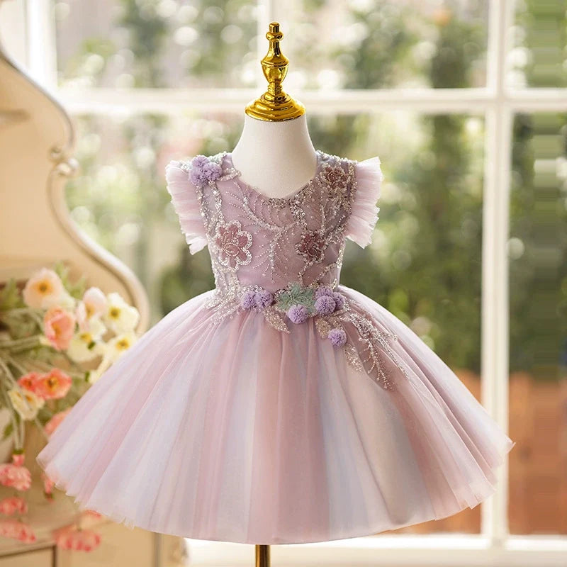 Vestido de Festa Roxo Florzinhas