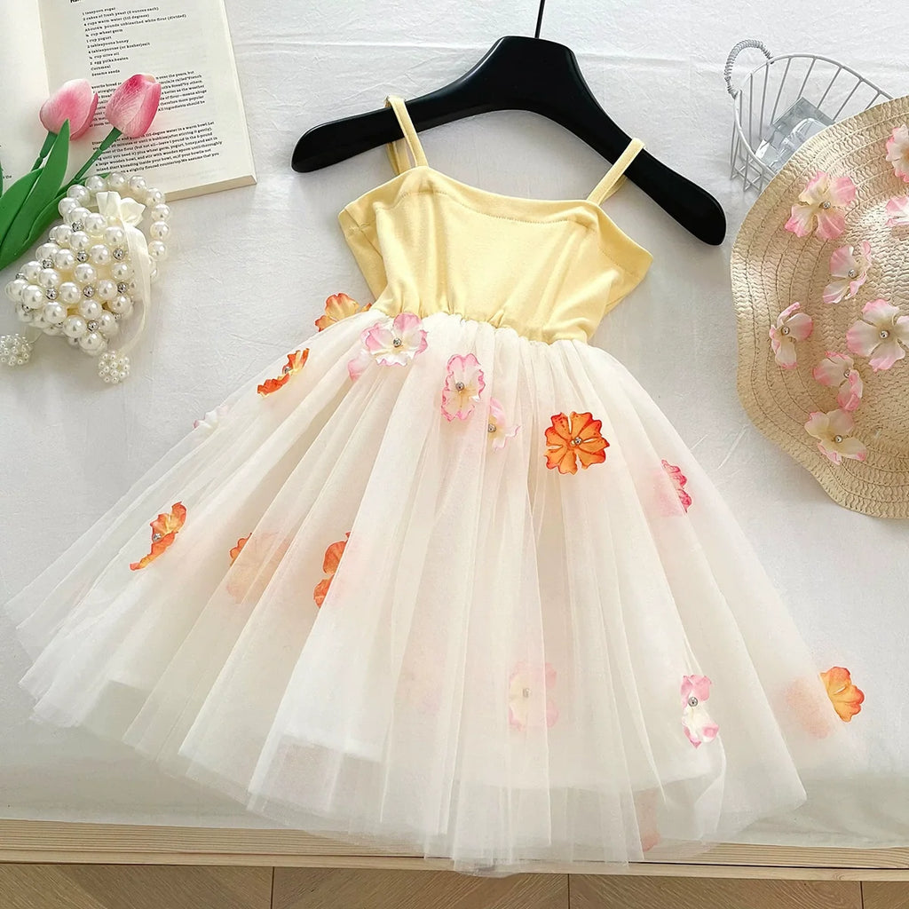 Vestido Infantil Tule com Flores