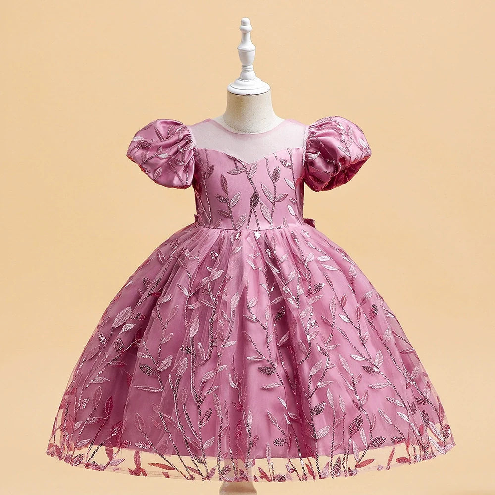 Vestido de Festa Folhas Brilhantes