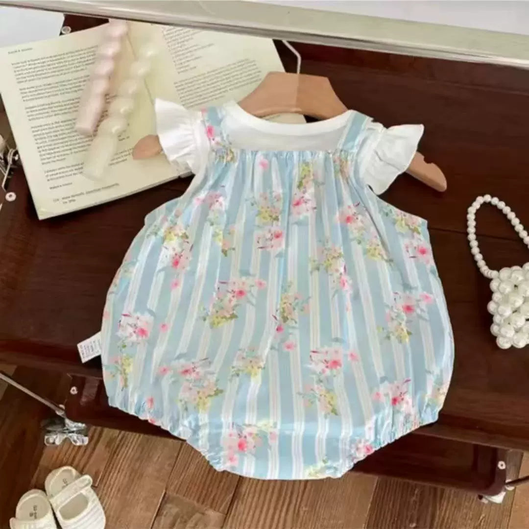 Conjunto Infantil Feminino Jardineira Floral