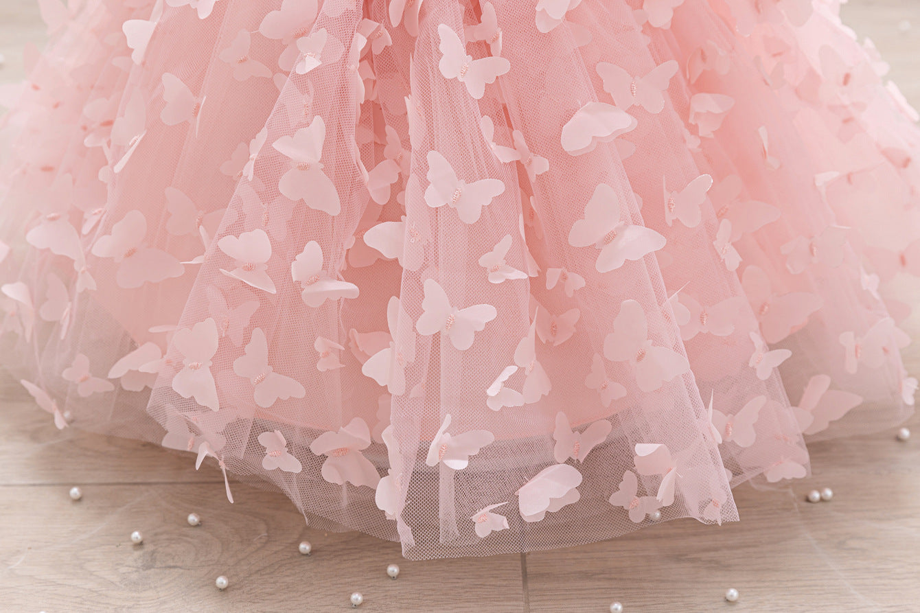 Vestido de Festa Infantil Borboletas e Laço