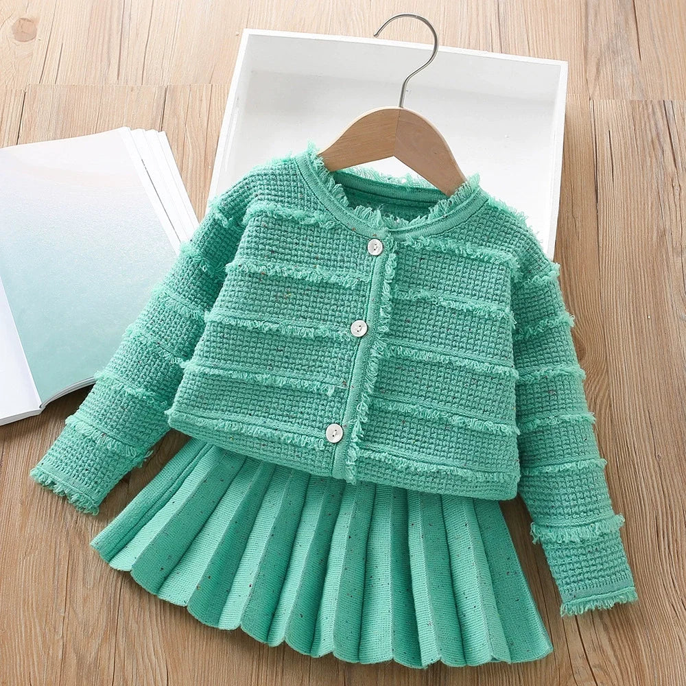 Conjunto Infantil Feminino Inverno Botões e Plíssadinha