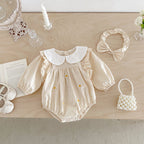 Body/ Vestido Infantil Bege Florzinhas