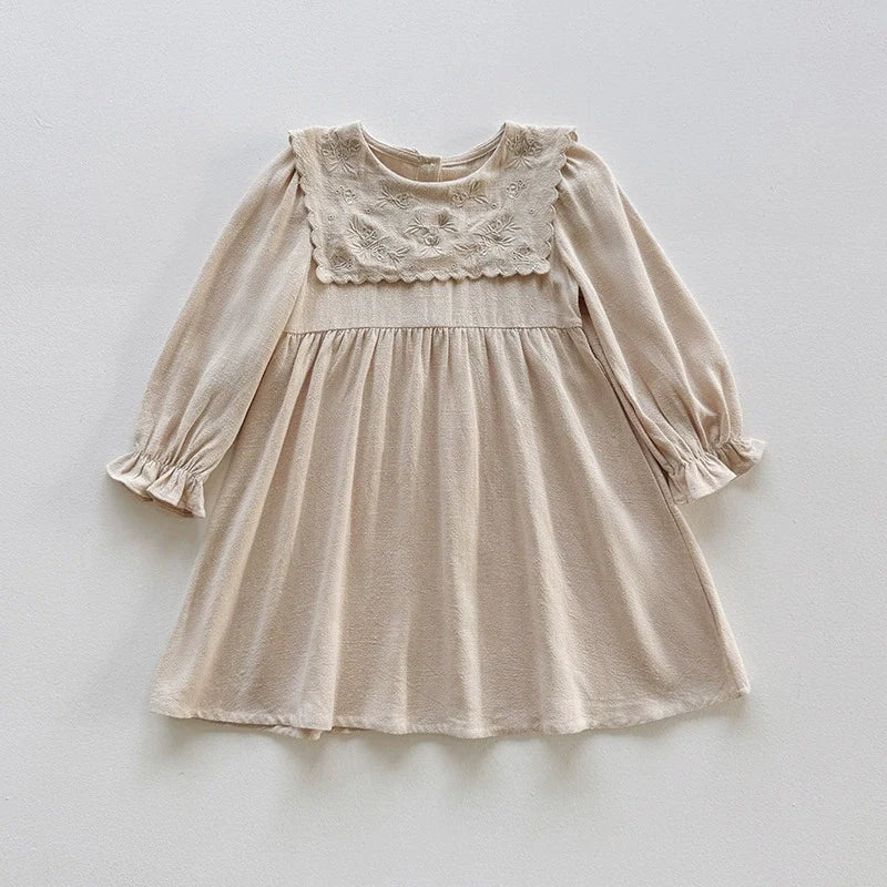 Vestido Infantil Com Gola Flores