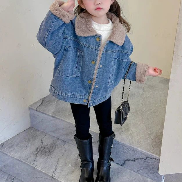 Casaco Infantil Jeans Peludinho