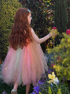 Vestido Infantil de Tule Florzinha Colors