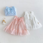 Vestido Infantil Tule Brilhante Lacinho