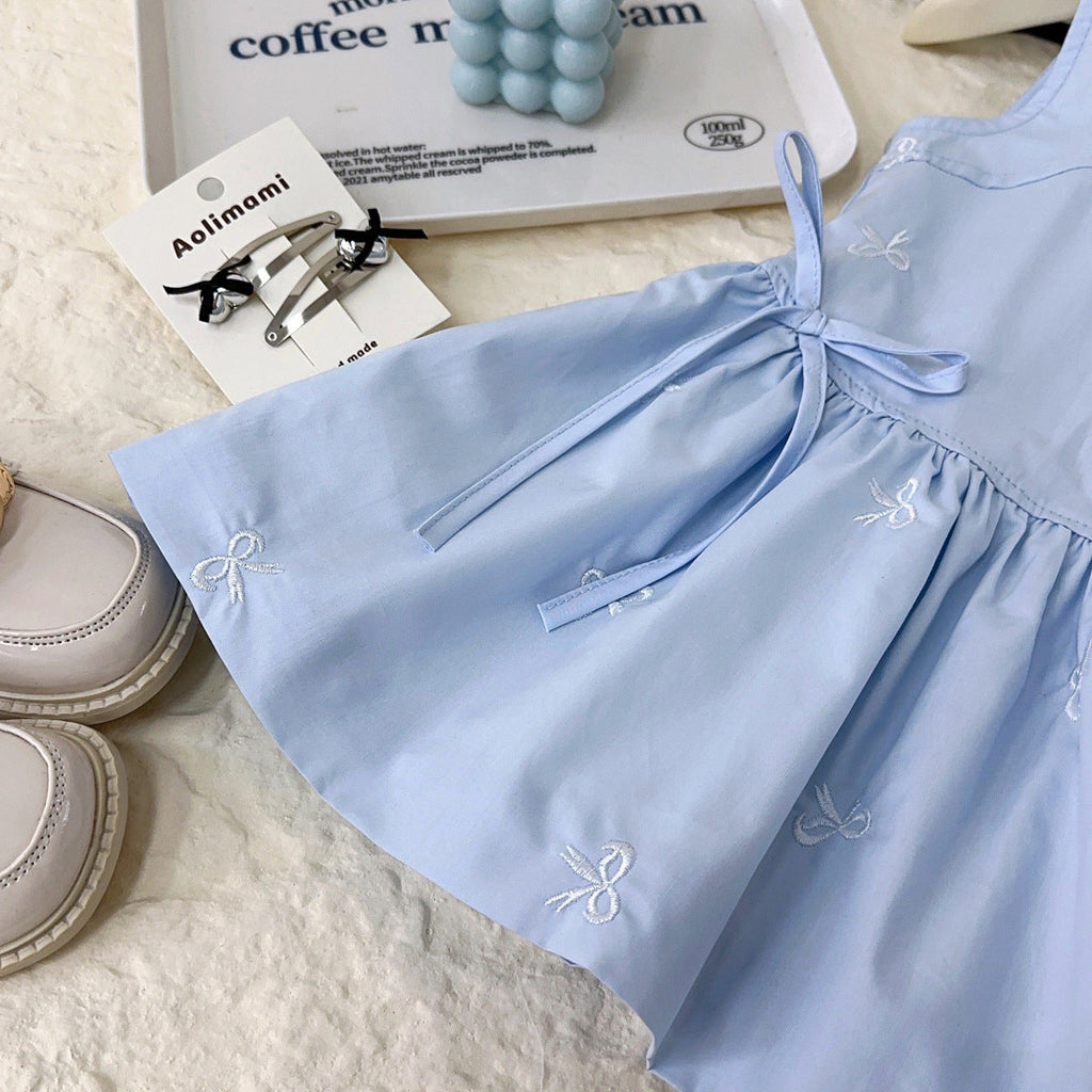Vestido Infantil Azul Lacinhos
