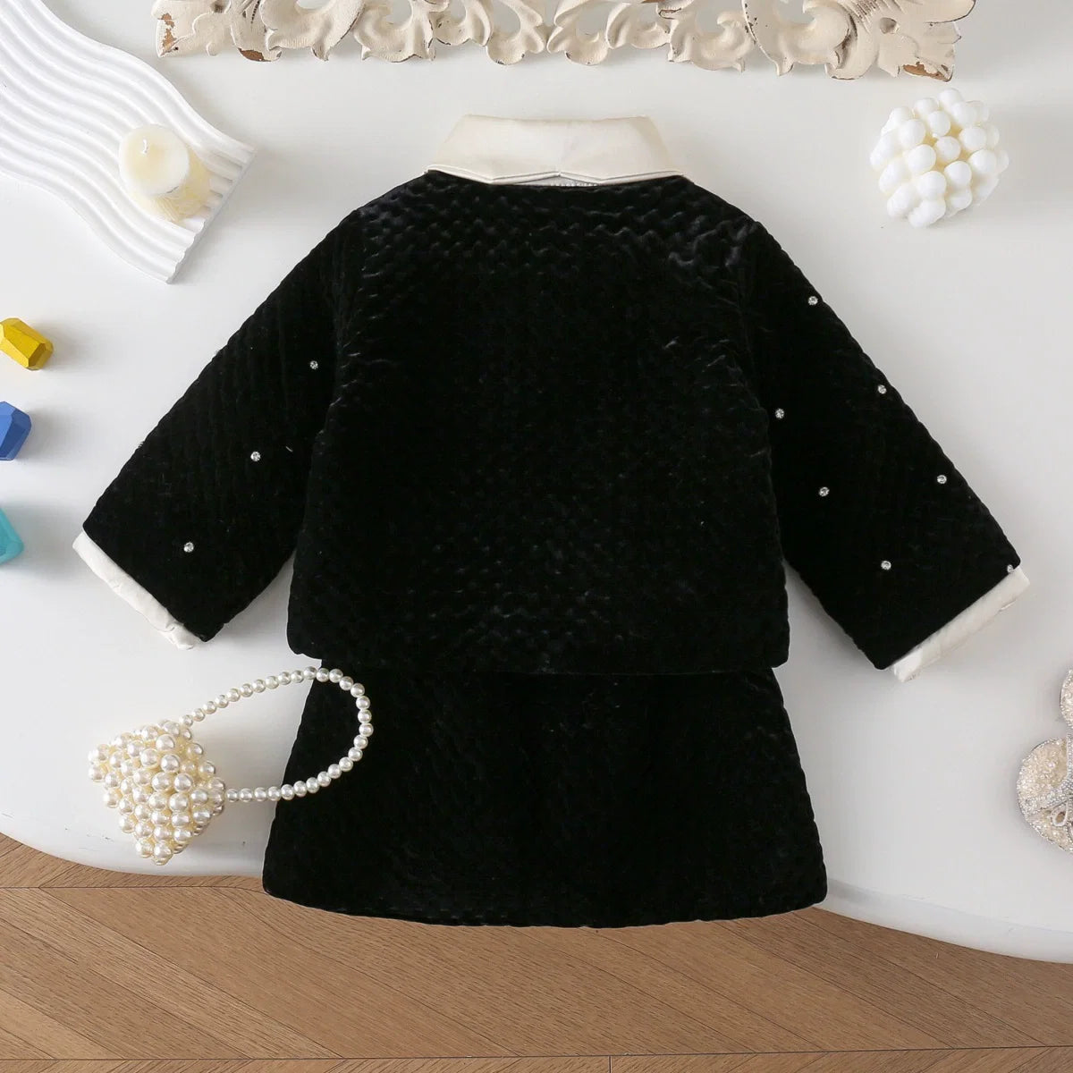 Conjunto Infantil Feminino Preto Pérolas