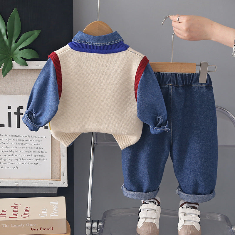 Conjunto Infantil Jeans 3 Peças Jeans Trator
